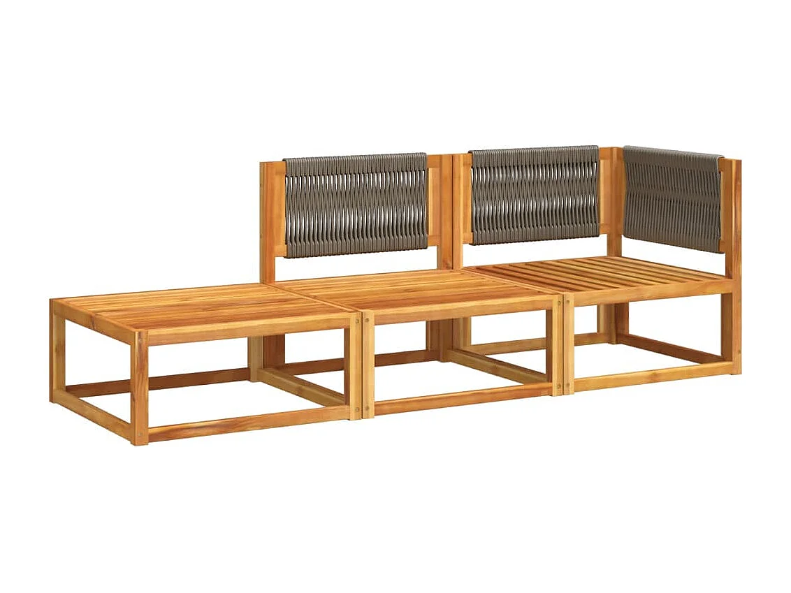 Lot de 3 Salon de jardin avec coussins bois massif d'acacia FR983674 FR575814