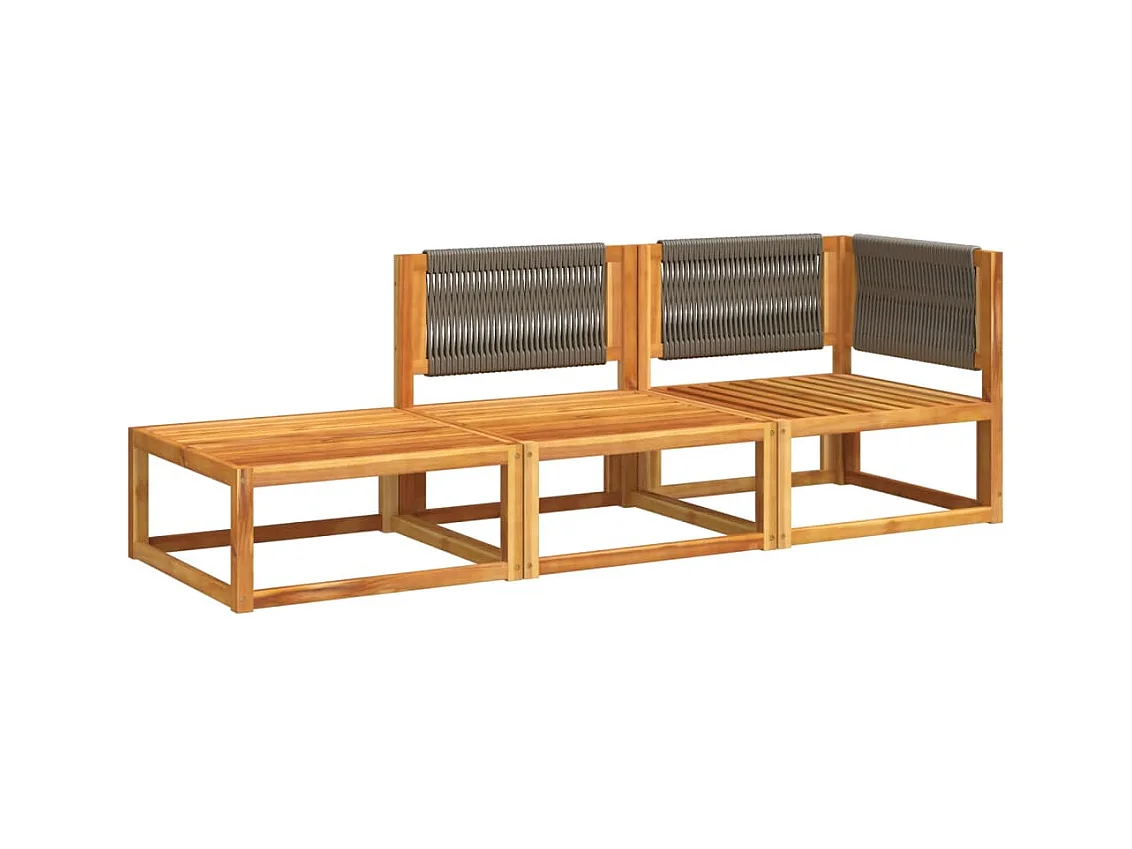 Lot de 3 Salon de jardin avec coussins bois massif d'acacia FR983674 FR575814