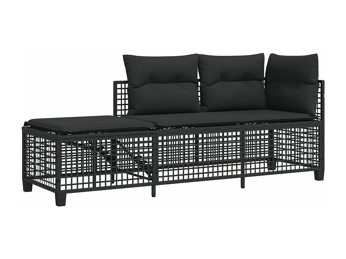 Lot de 3 Salon de jardin d'angle avec coussins noir résine tressée FR199437 FR584909