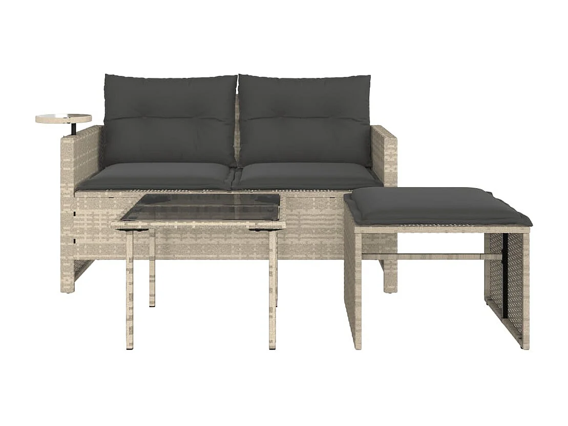 Lot de 3 Salon de jardin avec coussins gris clair résine tressée FR131048 FR125595