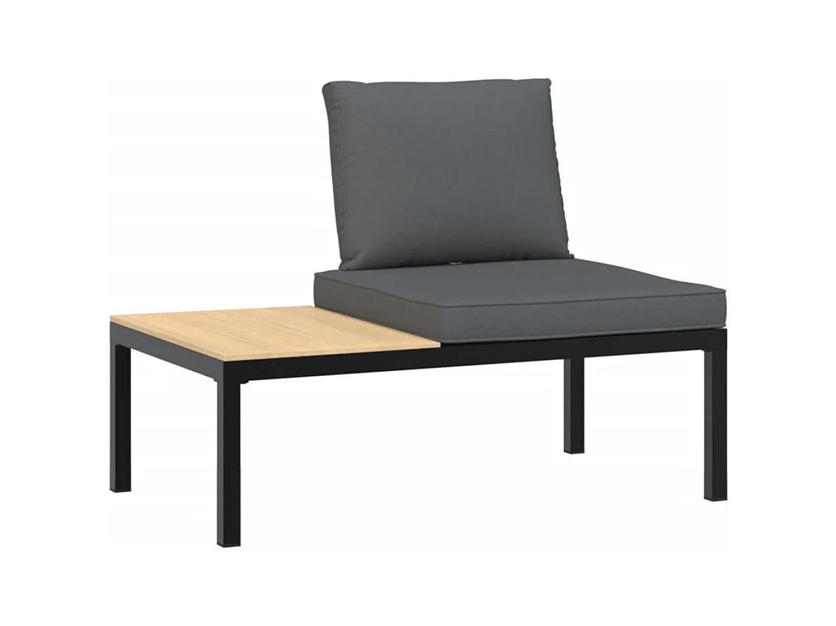 Salon de jardin 2 pcs avec coussins noir aluminium FR61341