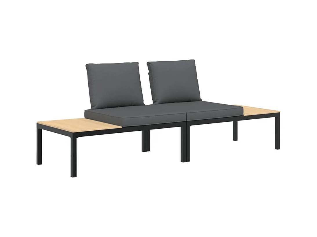 Salon de jardin 2 pcs avec coussins noir aluminium FR61341