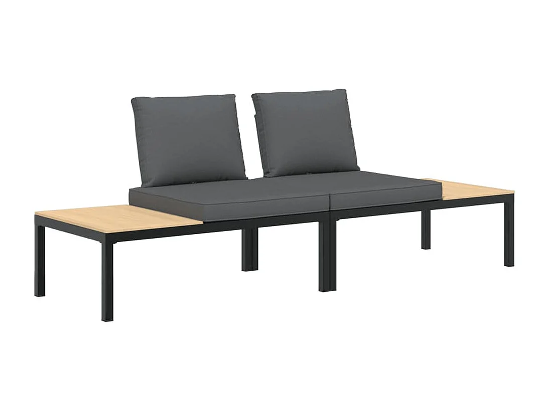 Salon de jardin 2 pcs avec coussins noir aluminium FR61341