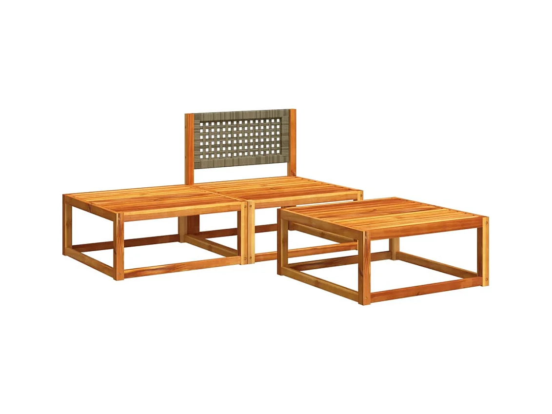 3 pcs conjunto de sofás de jardim com almofadões acácia maciça PT297396