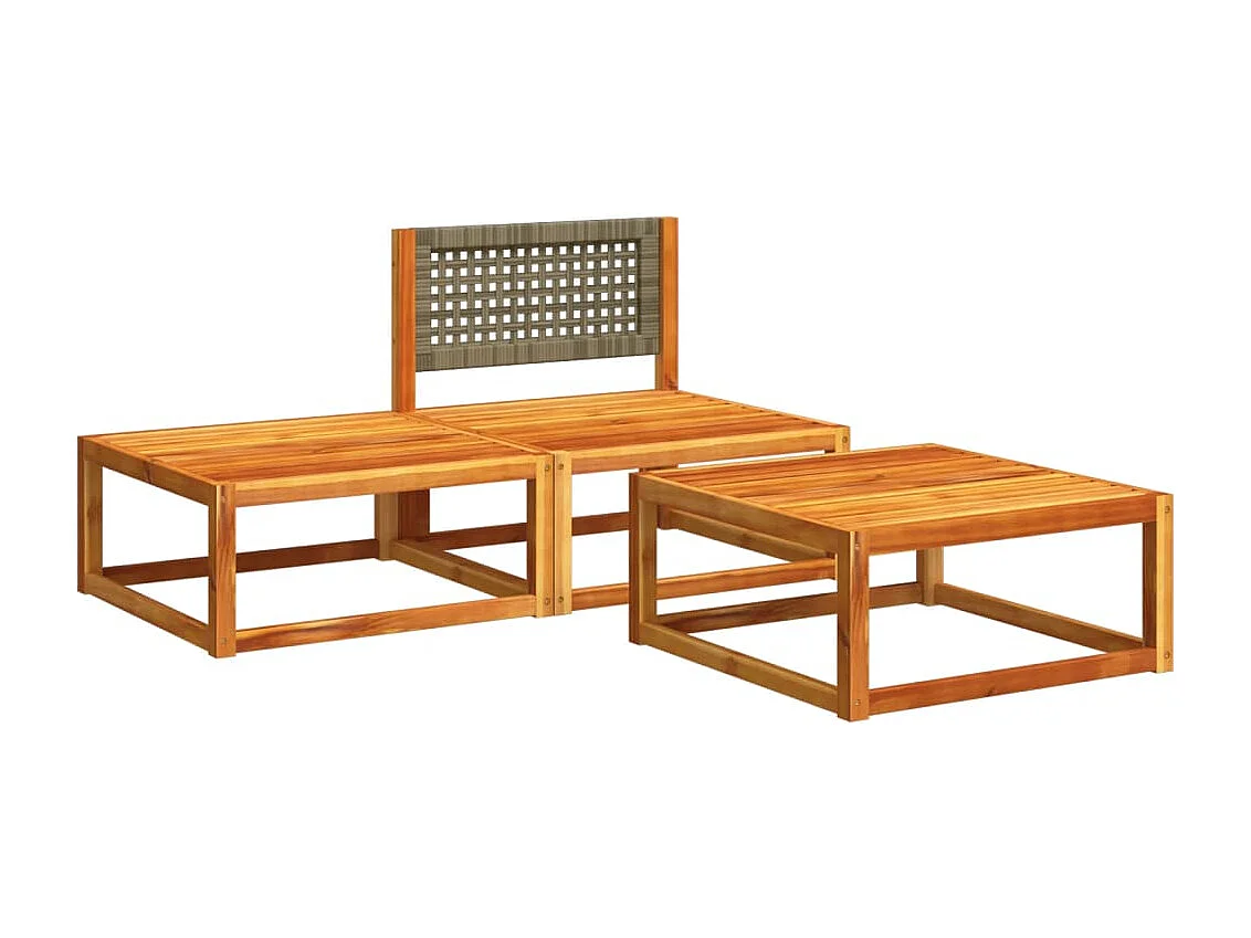 Salón de jardín con cojines 3 pzas madera maciza acacia ES698240