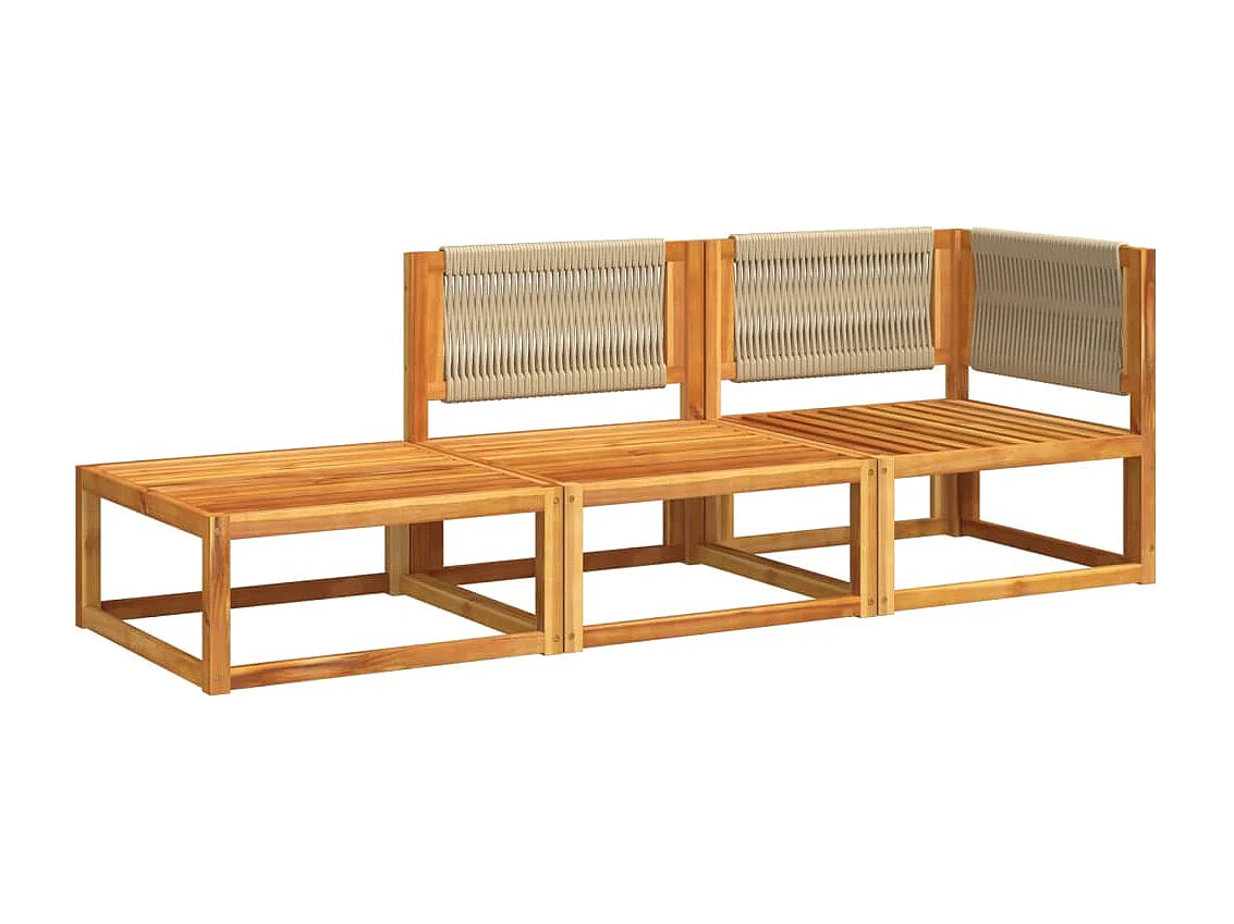 Lot de 3 Salon de jardin avec coussins bois massif d'acacia FR597079 FR958307