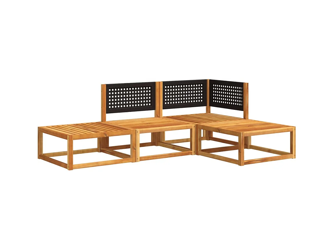 Salón de jardín con cojines 4 pzas madera maciza de acacia ES512789