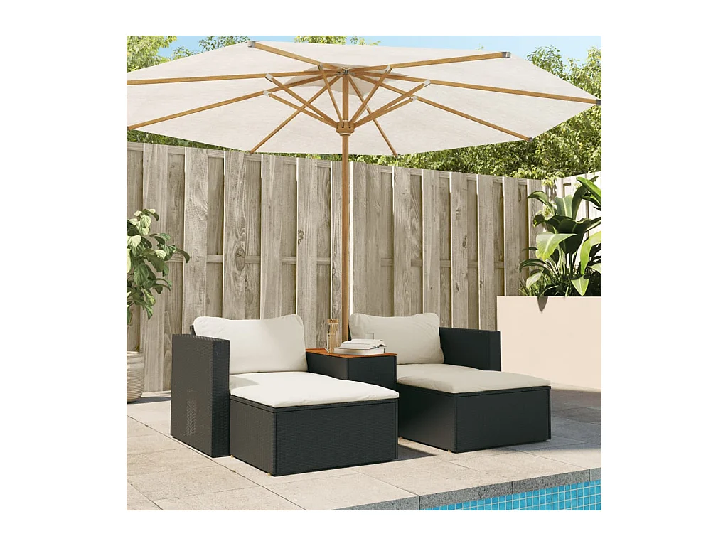 5 pcs conjunto sofás de jardim com almofadões acácia e vime PE PT570745