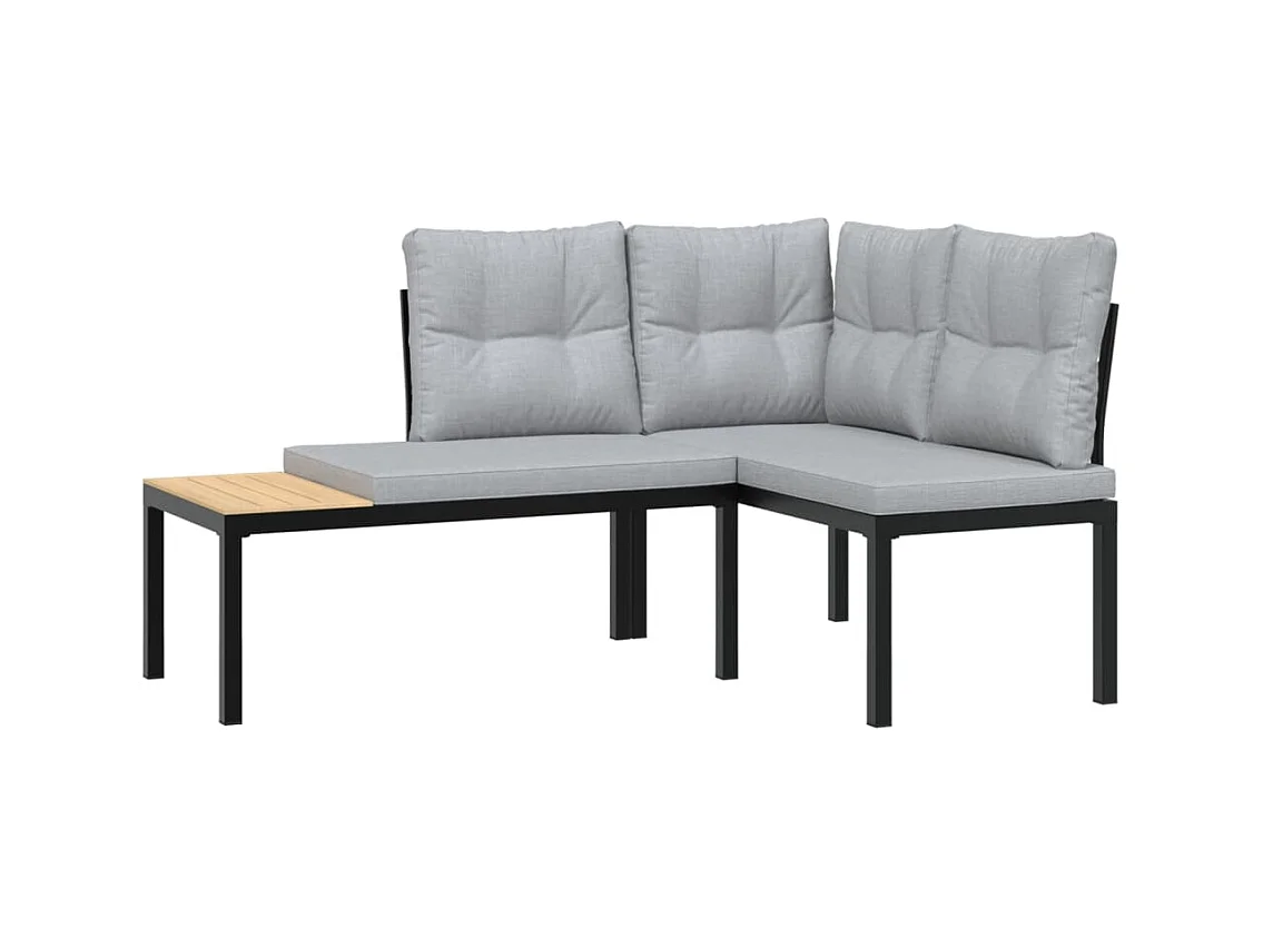 Ensemble de banc de jardin avec coussins 3 pcs noir FR12865