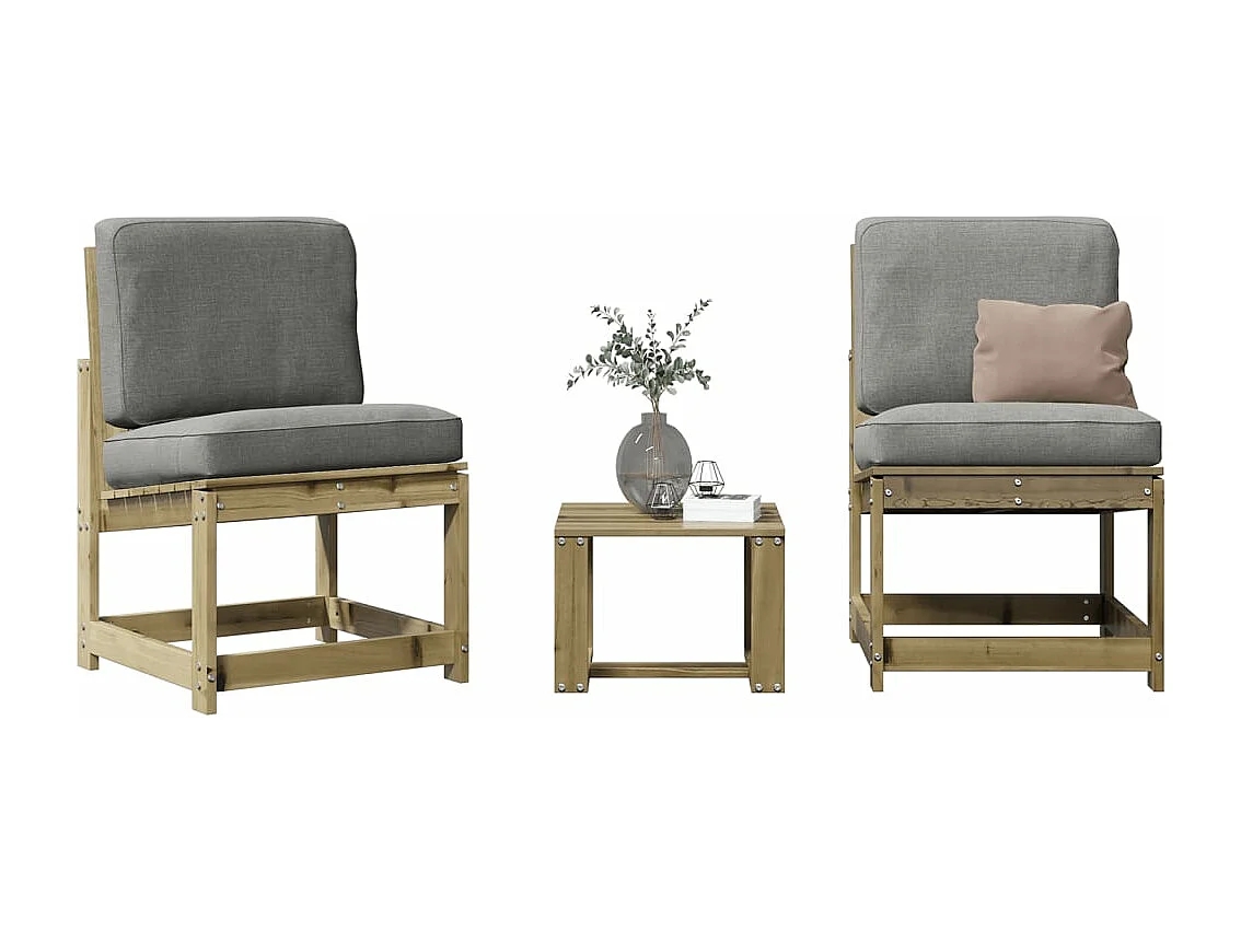 Lot de 3 Salon de jardin bois de pin imprégné FR174247 FR257758