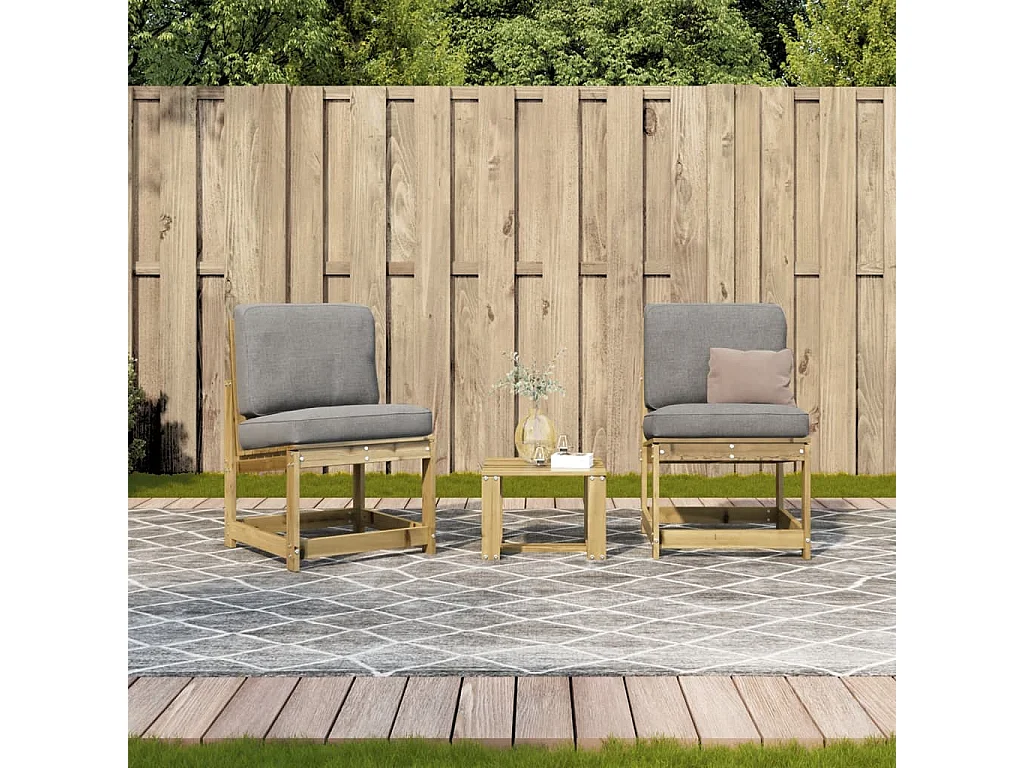 Lot de 3 Salon de jardin bois de pin imprégné FR174247 FR257758