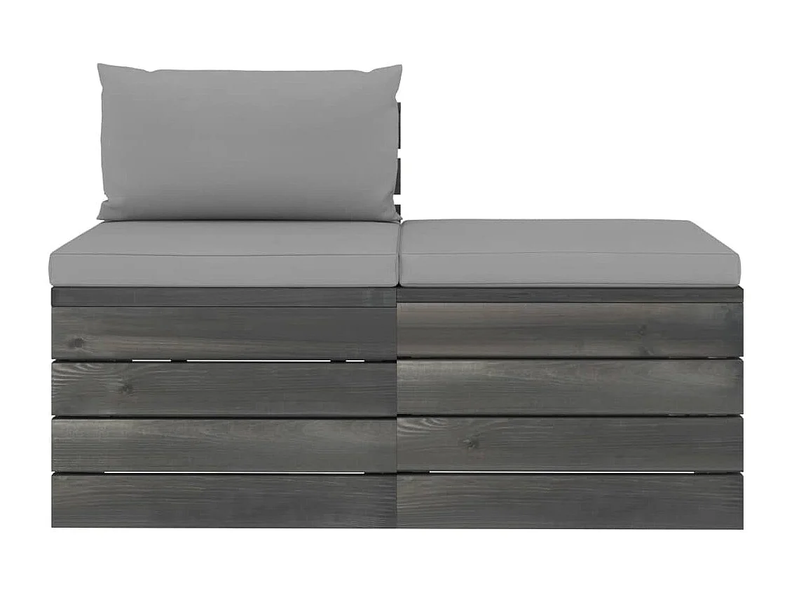 Salon palette de jardin 2 pcs avec coussins Bois de pin massif FR53428