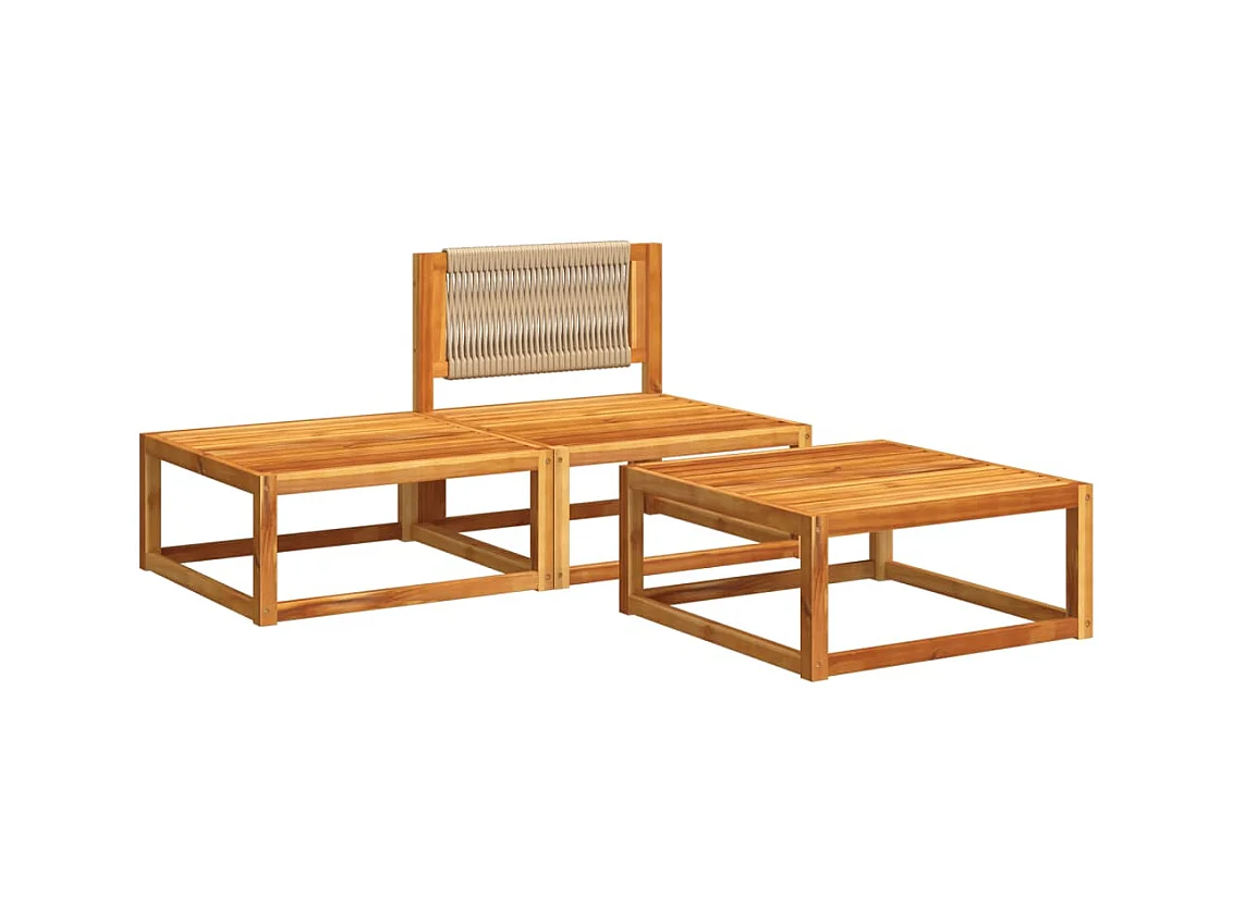 Lot de 3 Salon de jardin avec coussins bois massif d'acacia FR357853 FR665580