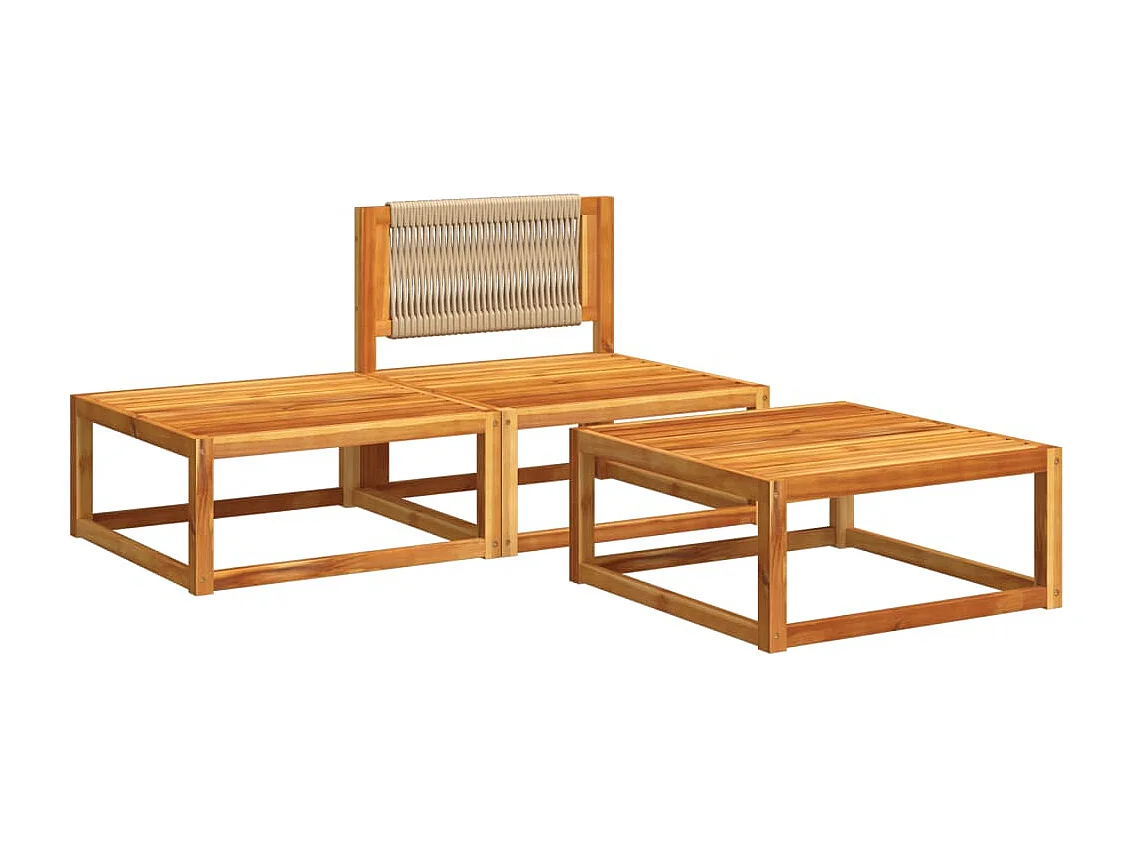 Lot de 3 Salon de jardin avec coussins bois massif d'acacia FR357853 FR665580