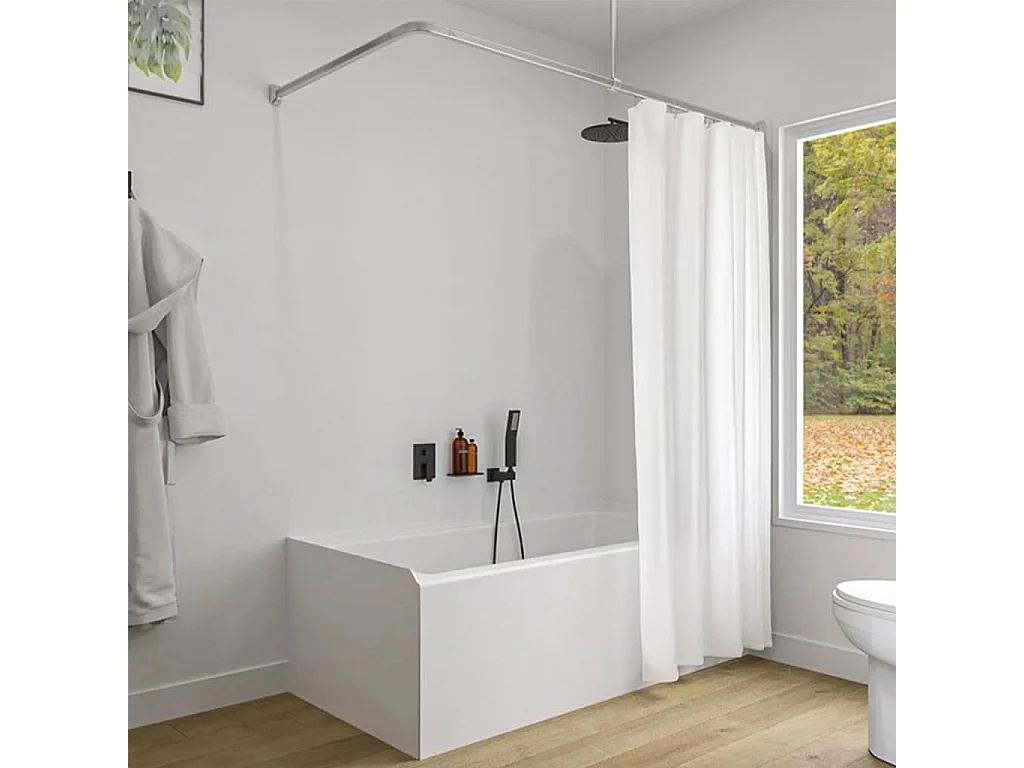 Douchegordijnstangenset Easy-Roll mataluminium BE292275