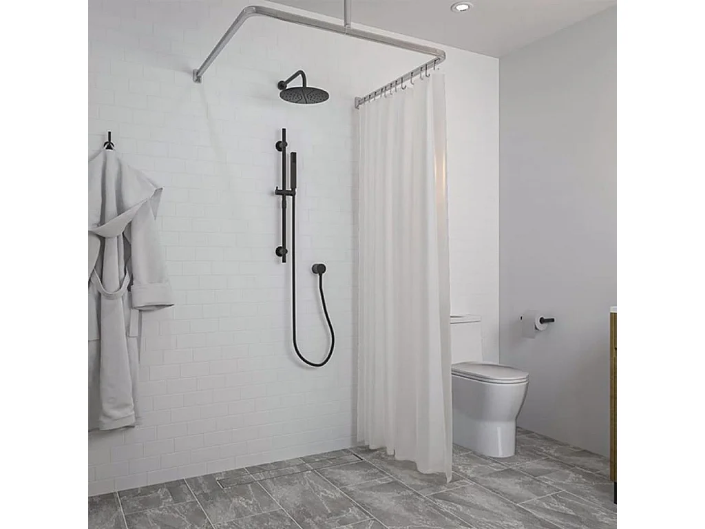 Douchegordijnstangenset Easy-Roll mataluminium BE292275