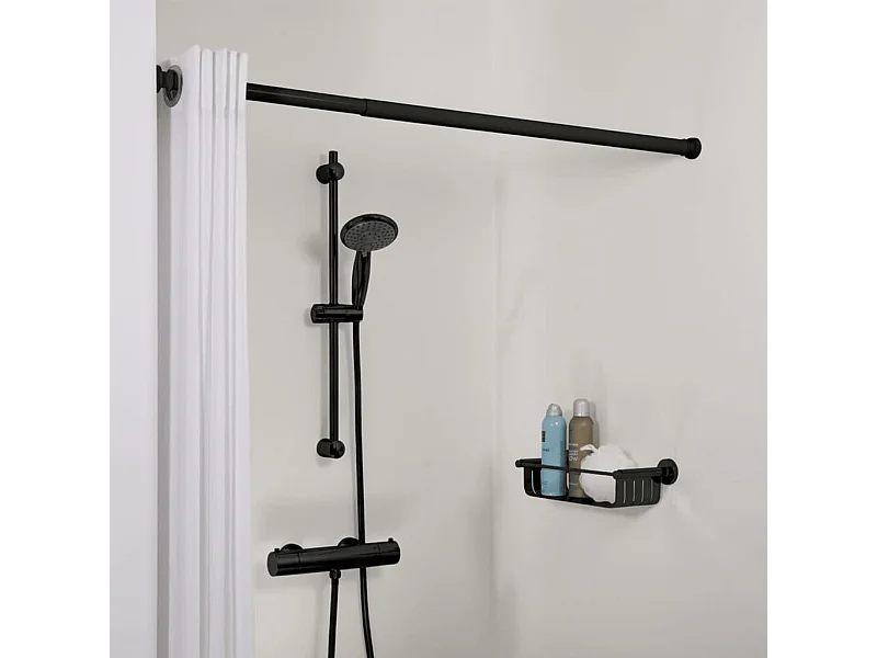 Douchegordijnstang telescopisch 80-130 cm zwart BE399812