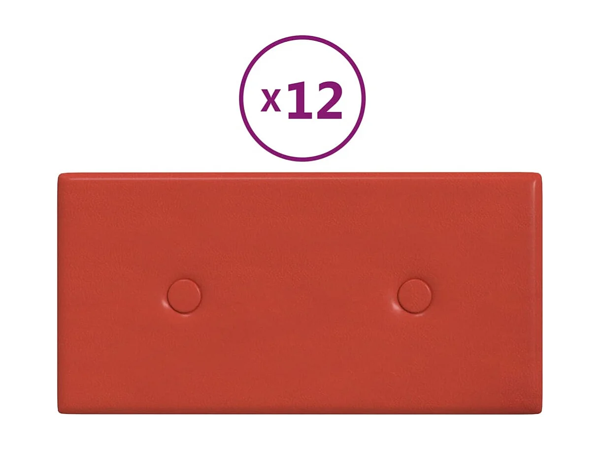 Wandpanelen 12 st 0,54 m² 30x15 cm kunstleer rood BE378841