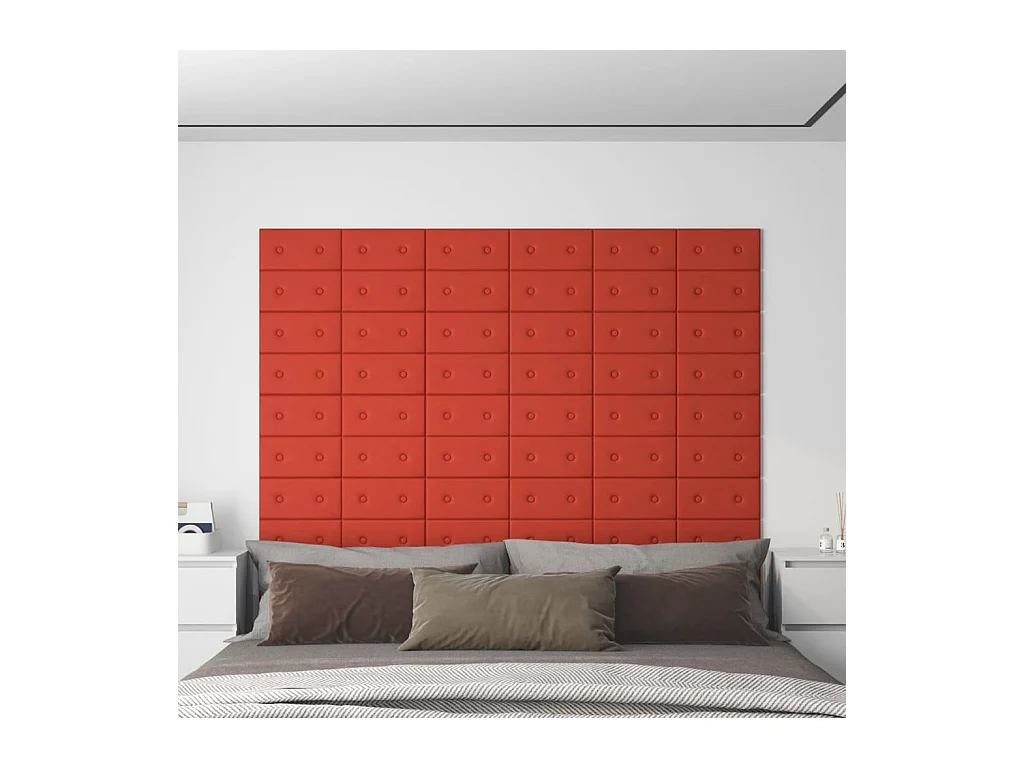 Panneaux muraux 12 pcs Rouge 30x15 cm Similicuir 0,54 m² FR982965