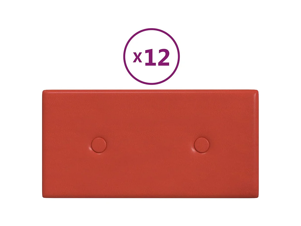 Paneles de pared 12 uds cuero sintético rojo 30x15 cm 0,54 m² ES835378