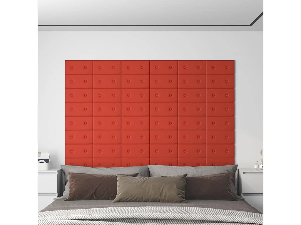 Panneaux muraux 12 pcs Rouge 30x15 cm Similicuir 0,54 m² FR982965