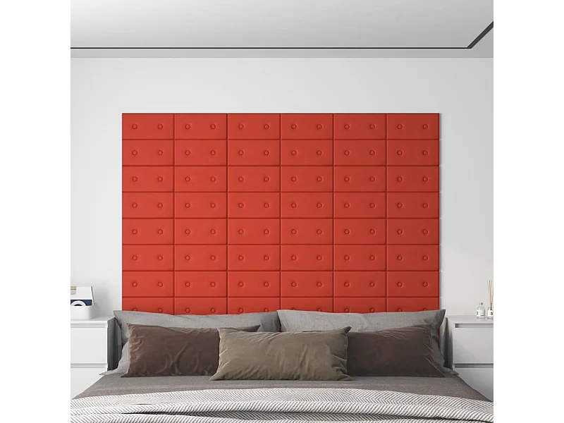 Panneaux muraux 12 pcs Rouge 30x15 cm Similicuir 0,54 m² FR982965