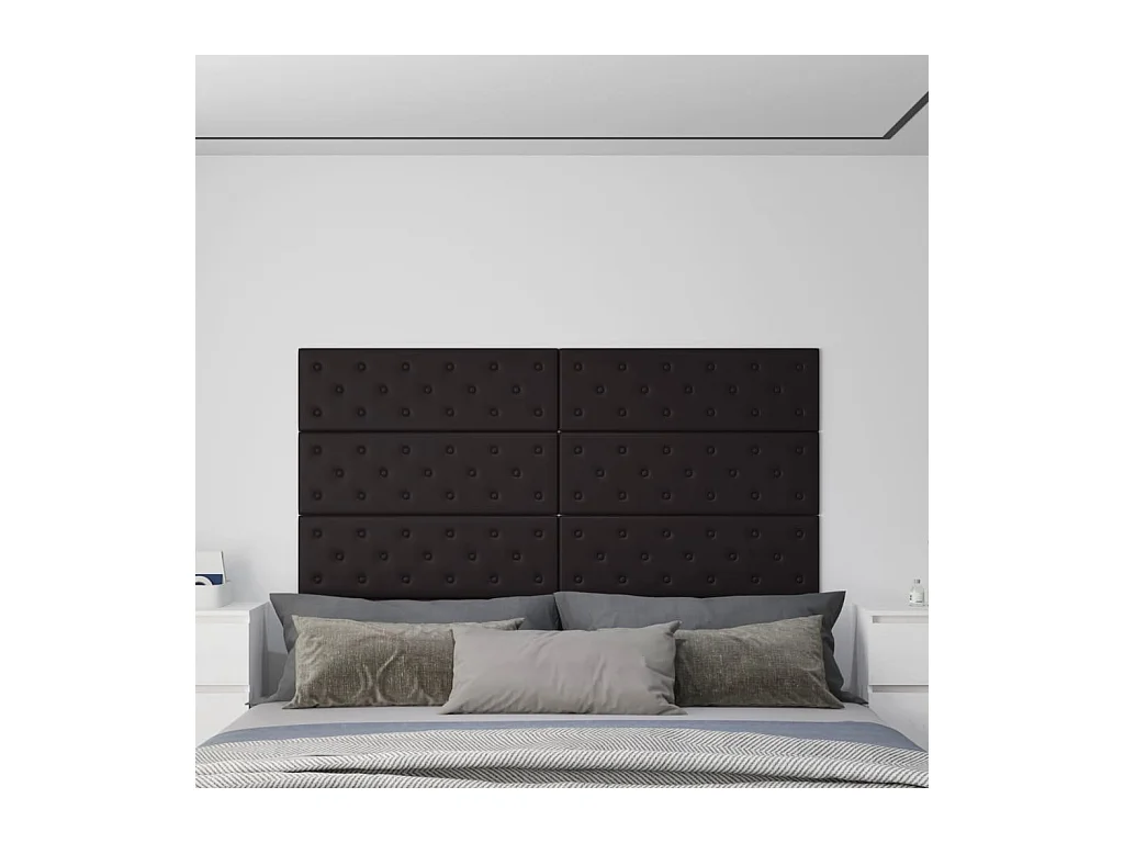 Panneaux muraux 12 pcs Noir 90x30 cm Similicuir 3,24 m² FR454161