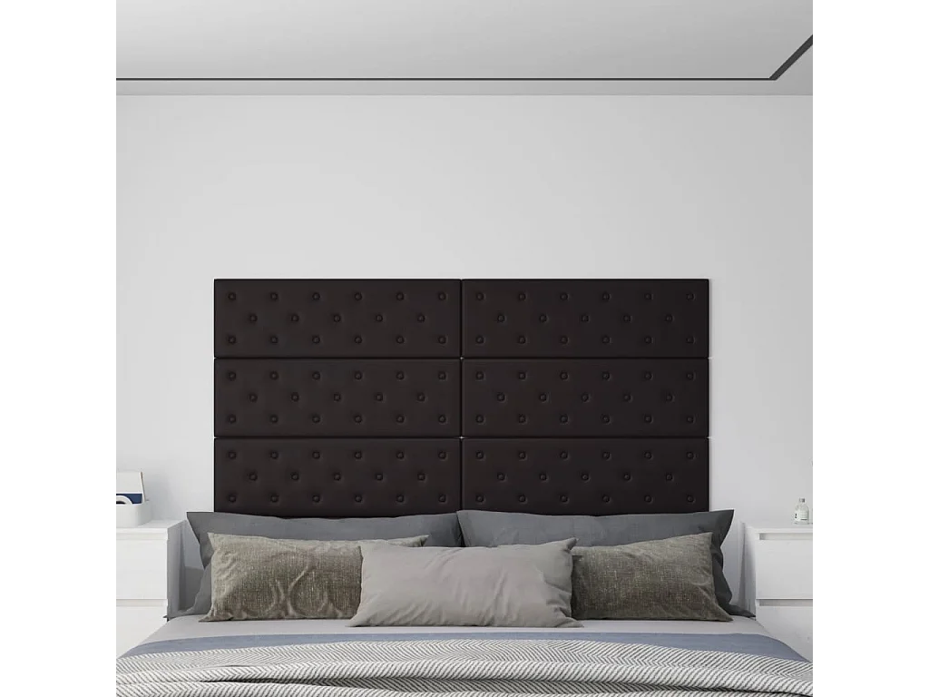 Panneaux muraux 12 pcs Noir 90x30 cm Similicuir 3,24 m² FR454161