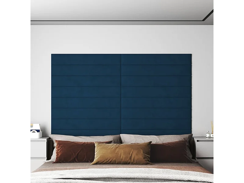 Paneles de pared 12 uds terciopelo azul 90x15 cm 1,62 m² ES441094
