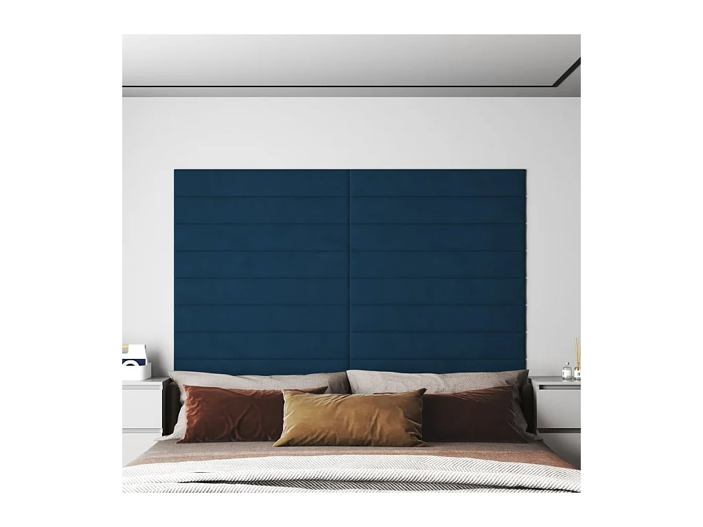 Panneaux muraux 12 pcs Bleu 90x15 cm Velours 1,62 m² FR159769
