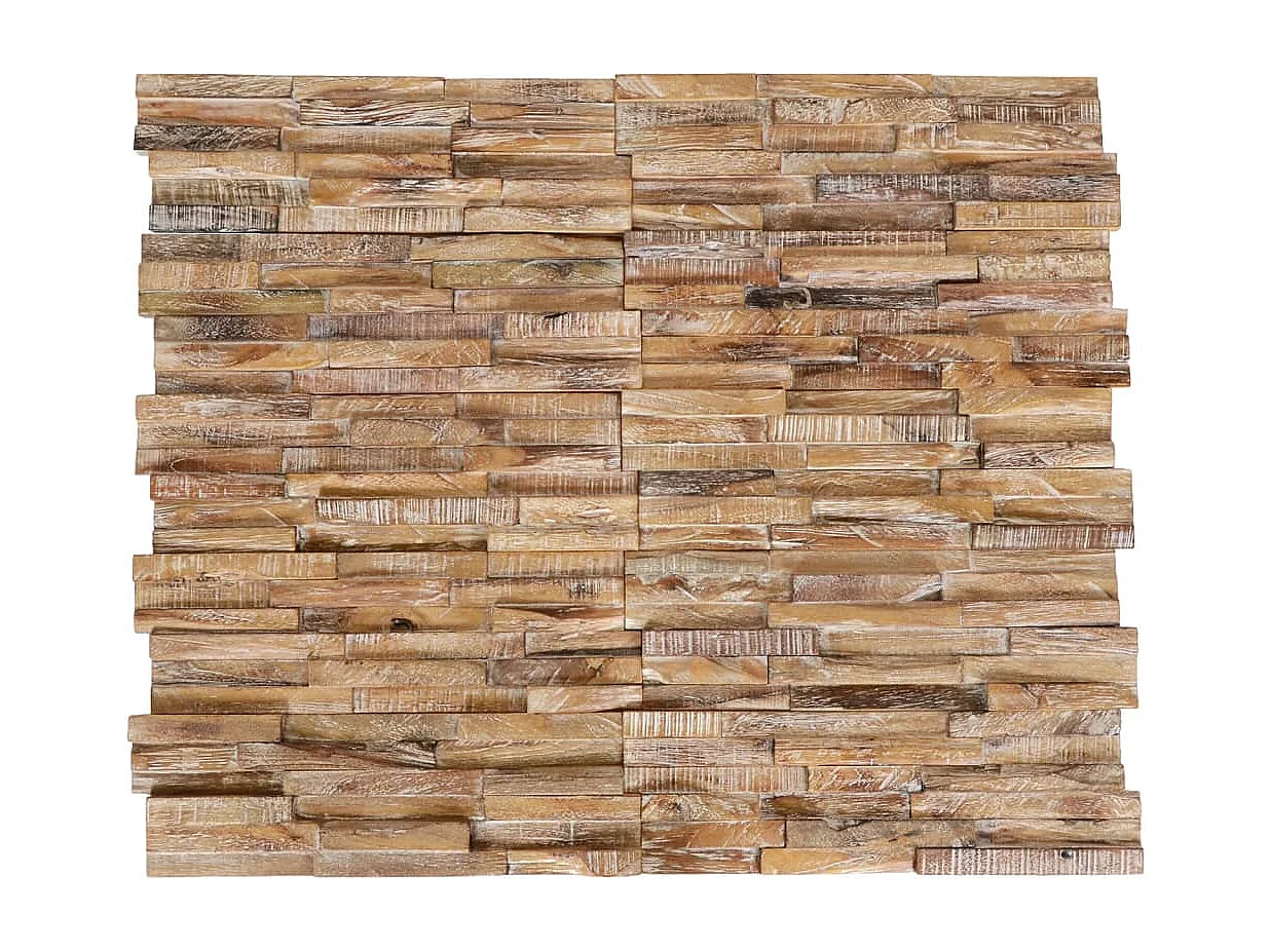 Painéis revestimento de parede 3D 10 pcs 1,01 m² teca maciça PT229689