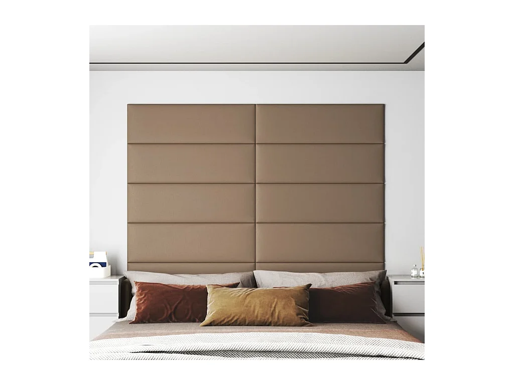 Paneles pared 12 uds cuero sintético capuchino 90x30 cm 3,24 m² ES725264