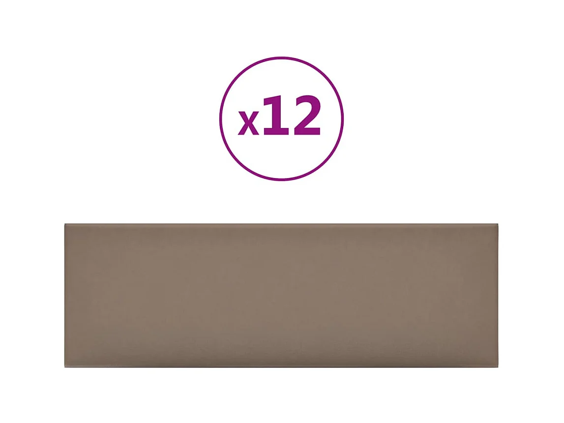 Painel parede 12pcs 90x30 cm couro artificial 3,24m² cappuccino PT178376