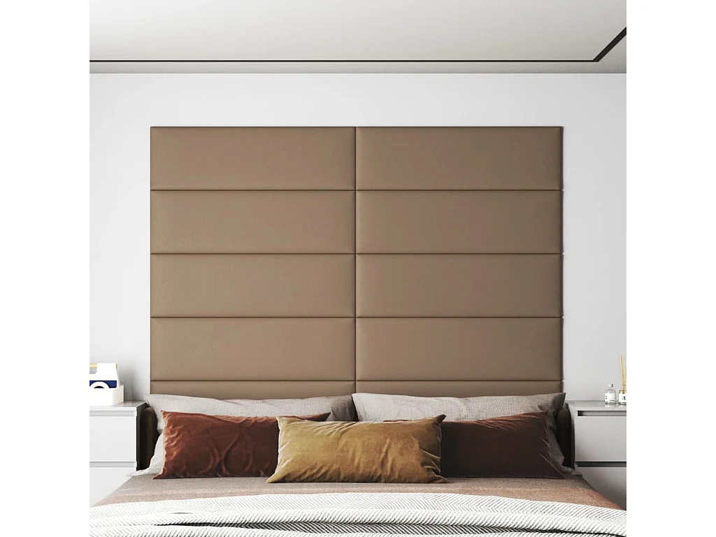 Panneaux muraux 12 pcs Cappuccino 90x30 cm Similicuir 3,24 m² FR750842