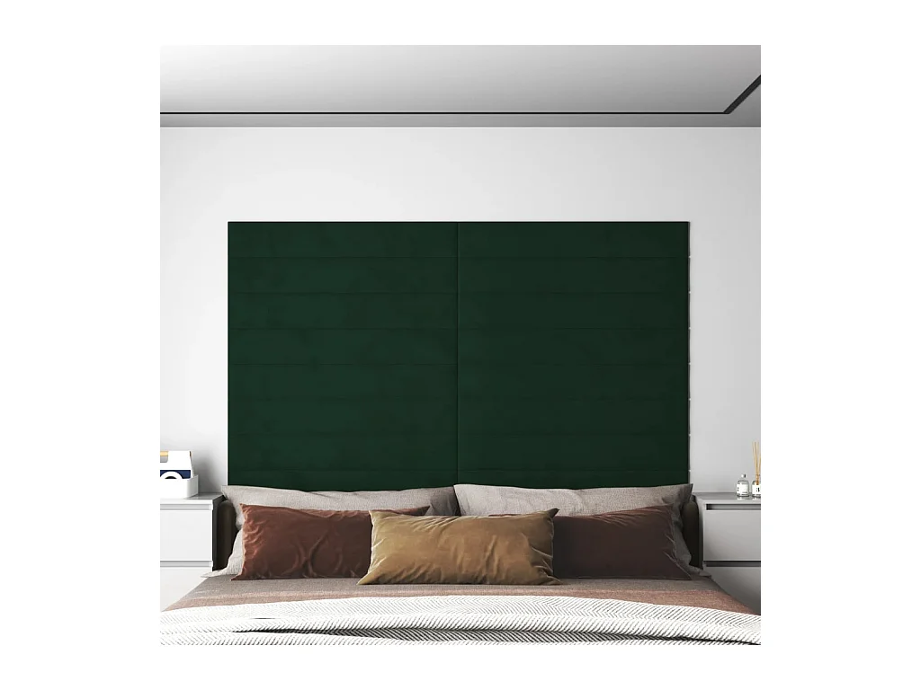 Panneaux muraux 12 pcs Vert foncé 90x15 cm Velours 1,62 m² FR128530