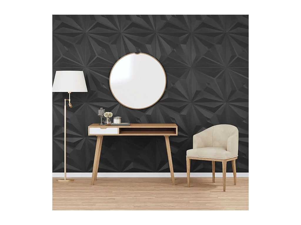 Panneaux muraux 24 pcs noir 50x50 cm XPS 6 m² étoile FR441440