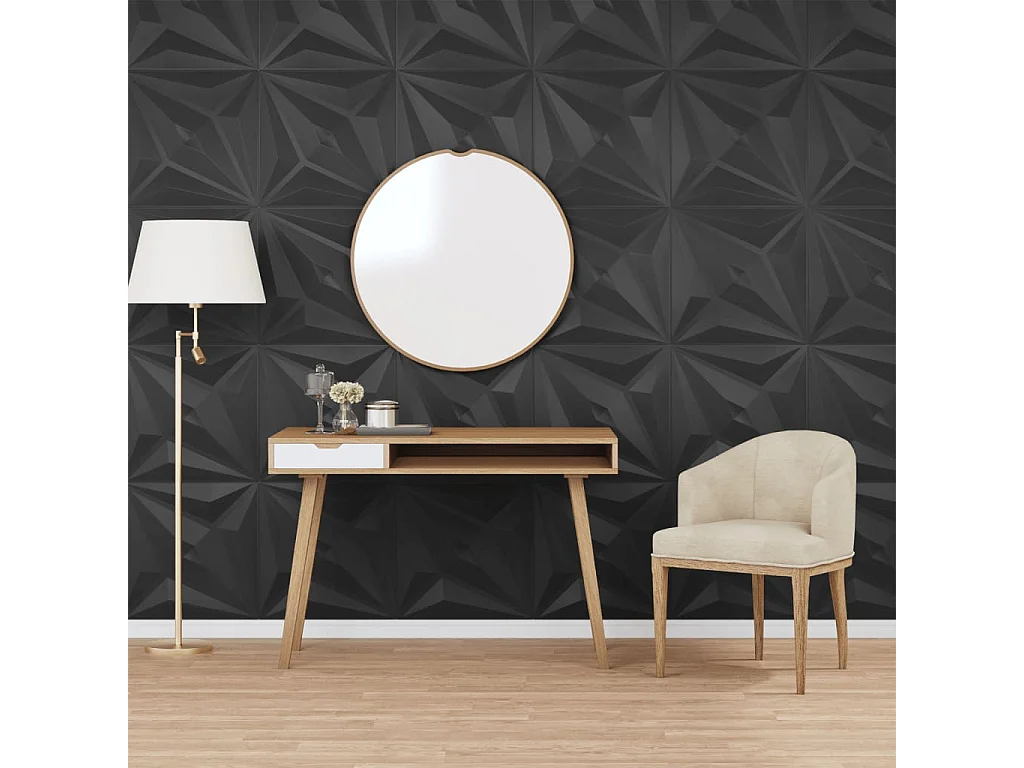 Paneles de pared 24 uds XPS estrella negro 50x50 cm 6 m² ES311902