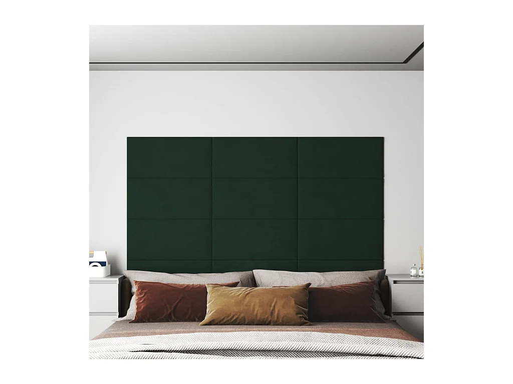 Panneaux muraux 12 pcs Vert foncé 60x30 cm Velours 2,16 m² FR237866