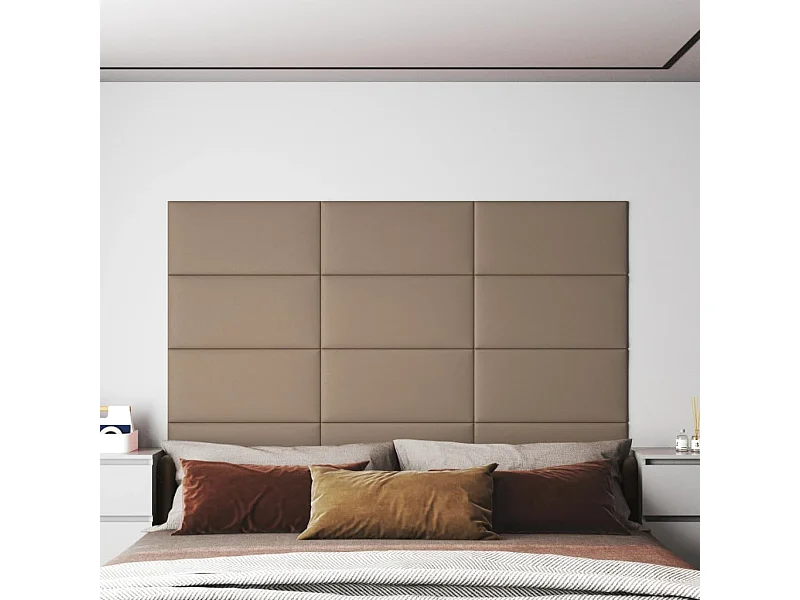 Paneles de pared 12 uds cuero PE capuchino 60x30 cm 2,16 m² ES944500