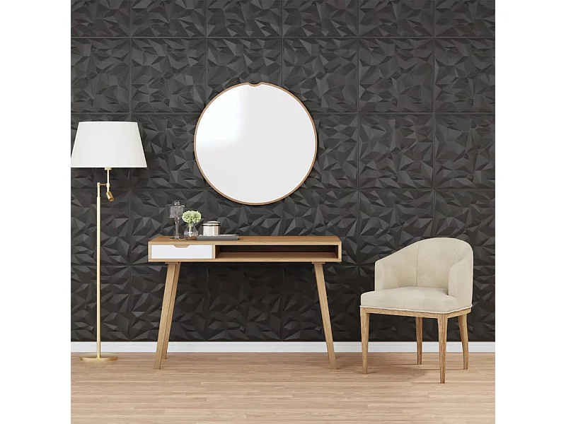 Panneaux muraux 48 pcs noir 50x50 cm XPS 12 m² améthyste FR159112