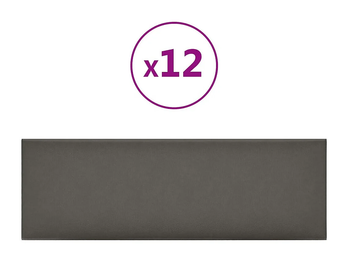Panneaux muraux 12 pcs Gris 90x30 cm Similicuir 3,24 m² FR499948