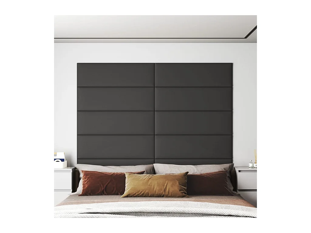Panneaux muraux 12 pcs Gris 90x30 cm Similicuir 3,24 m² FR499948