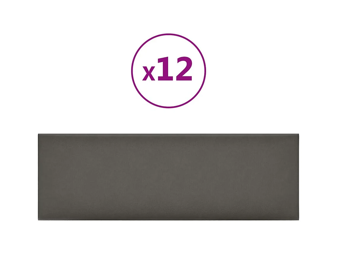 Panneaux muraux 12 pcs Gris 90x30 cm Similicuir 3,24 m² FR499948