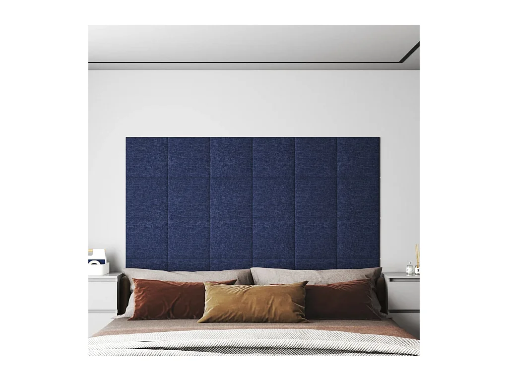 Panneaux muraux 12 pcs Bleu 30x30 cm Tissu 1,08 m² FR721018