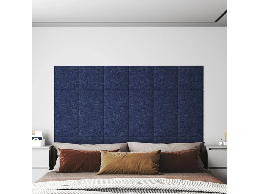 Paneles de pared 12 uds tela azul 30x30 cm 1,08 m² ES245691