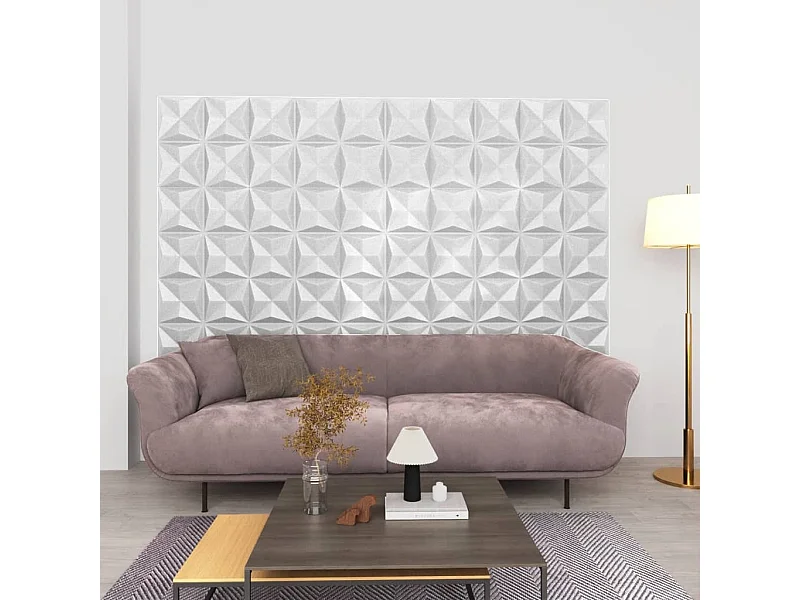 Paneles de pared 3D 12 unidades blanco origami 3 m² 50x50 cm ES959743