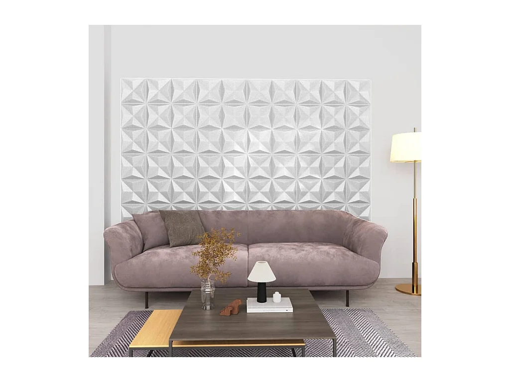 Panneaux muraux 3D 12 pcs 50x50 cm blanc origami 3 m² FR407382