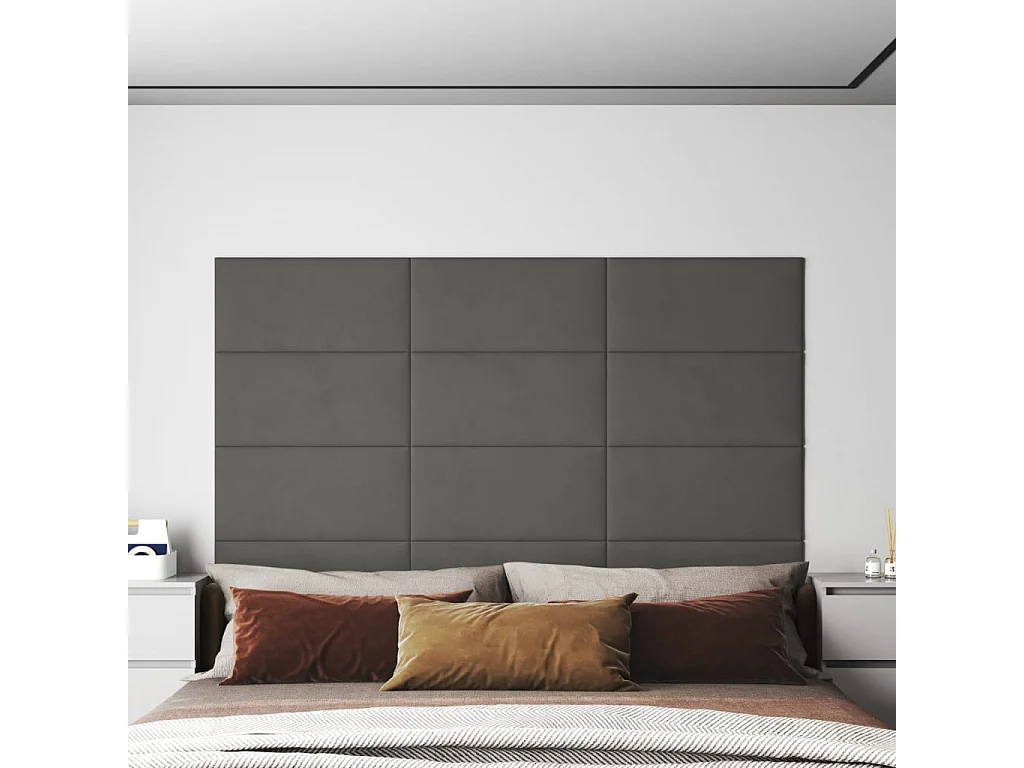 Panneaux muraux 12 pcs Gris foncé 60x30 cm Velours 2,16 m² FR301915