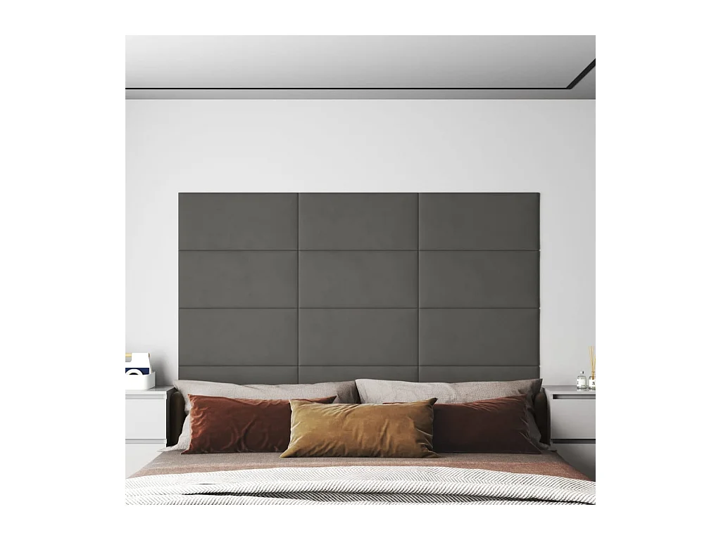 Panneaux muraux 12 pcs Gris foncé 60x30 cm Velours 2,16 m² FR301915