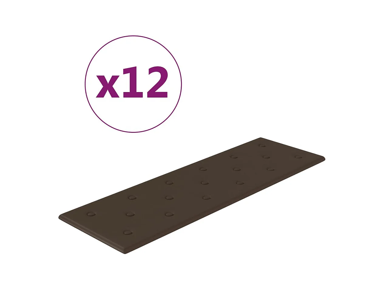 Wandpanelen 12 st 3,24 m² 90x30 cm kunstleer bruin BE301006